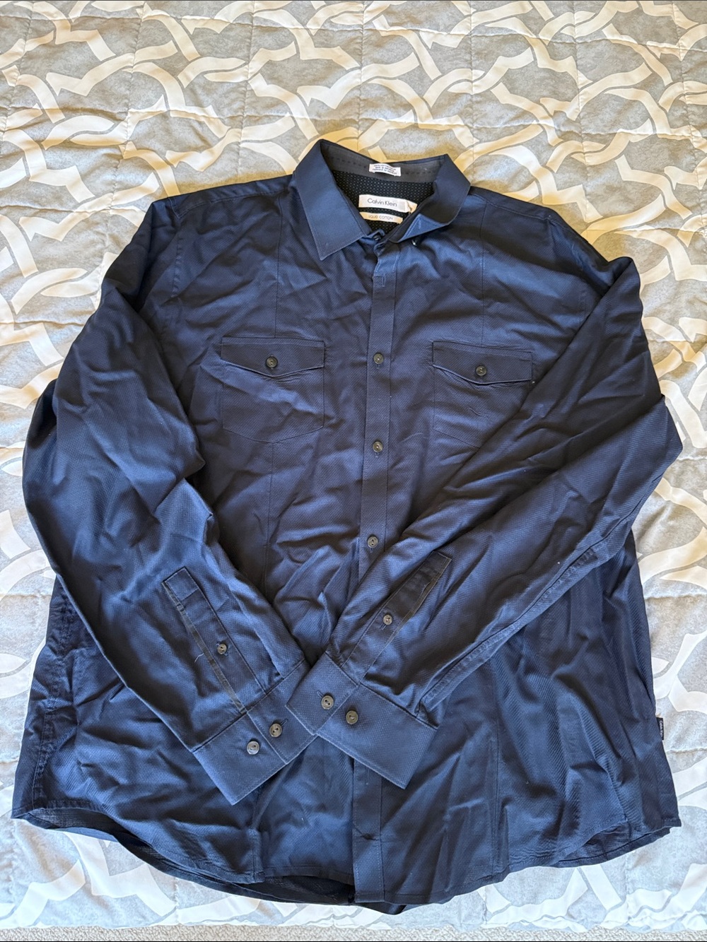 Calvin Klein Men's Dark Navy Button-Up Shirt Jacket